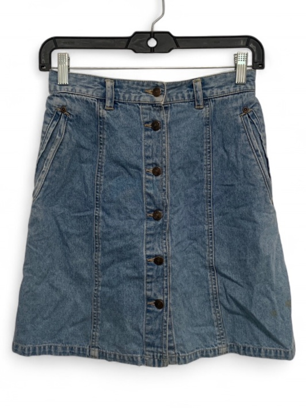 Vintage Liz Wear Blue Denim Button-Front Mini Skirt